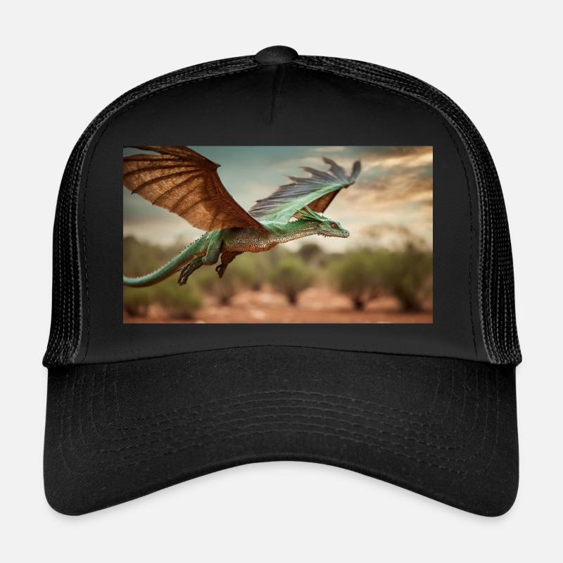 A realistic green orange dragon in the outback Trucker Cap