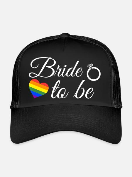Lesbian Bride LGBT Wedding Bride to Be - Trucker Cap - black/black - Front