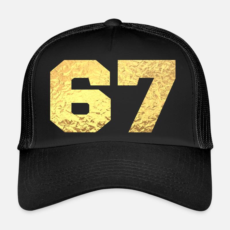 Nummer 67 Gold Glitter - 67. Jahrestag - Trucker Cap - Schwarz/Schwarz