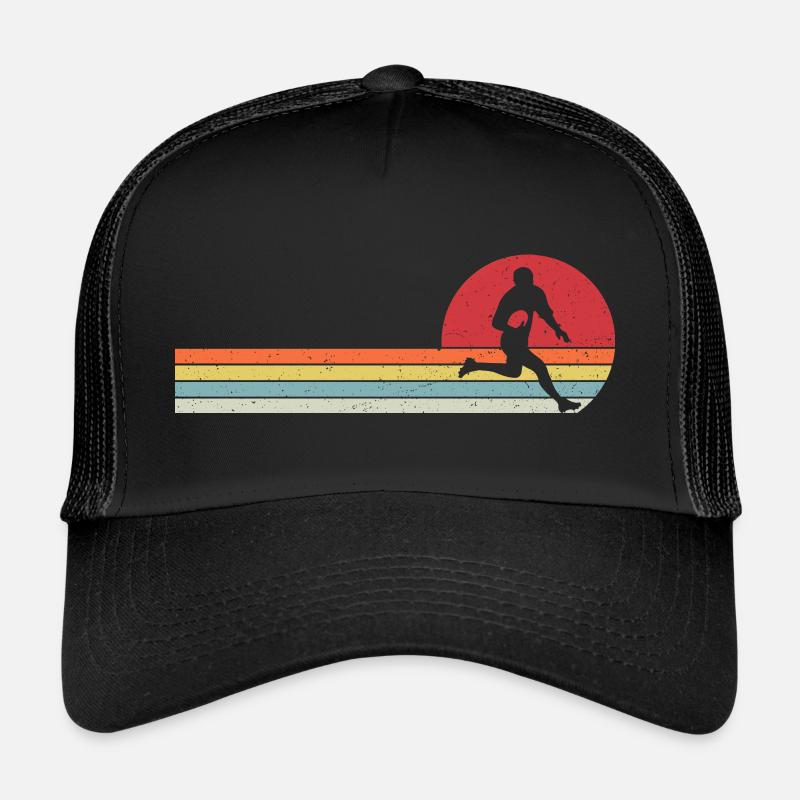 Retro-Rugbyspieler - Trucker Cap - Schwarz/Schwarz