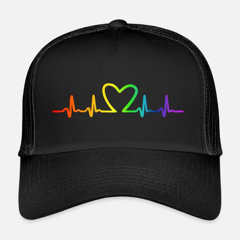 LGBT Pride Rainbow Heartbeat Casquette trucker 