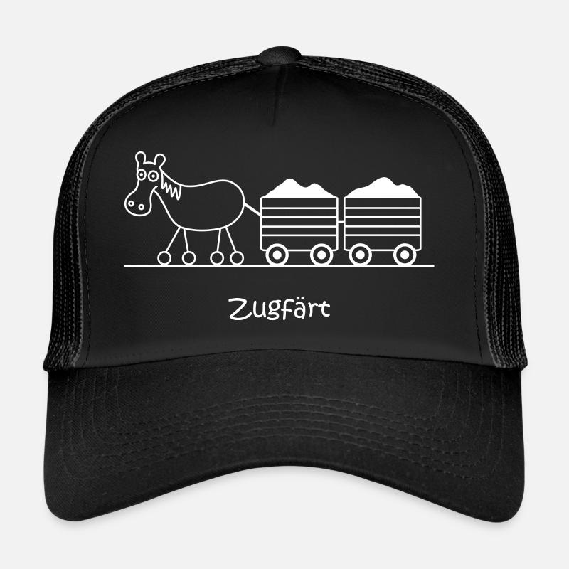 Zugpferd, Zug, Zugfärt, färt, lustiges Pferd, Lok - Trucker Cap - Schwarz/Schwarz