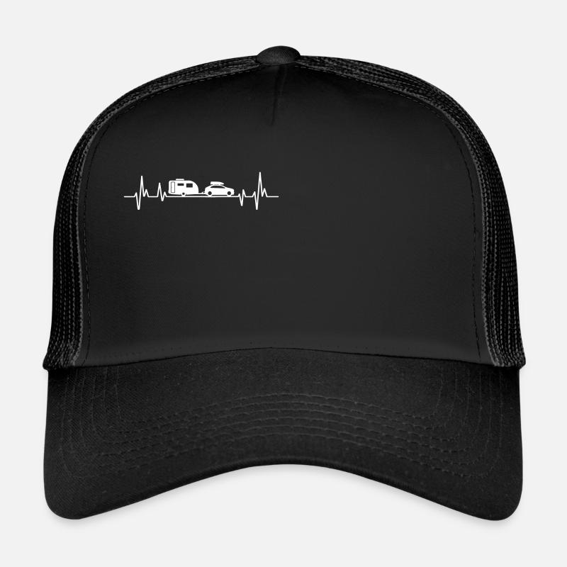 caravan heartbeat geschenk camping camping - Trucker Cap - Schwarz/Schwarz