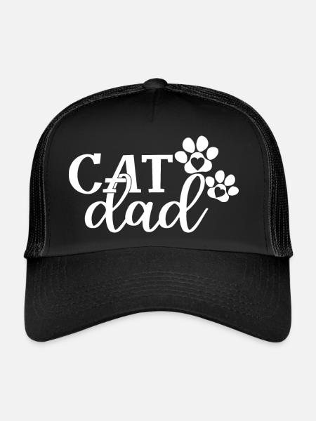 Cat Dad - Mignon Pattes Cat Lover Papa Propriétaire de Chat - Casquette trucker  - noir/noir - Devant
