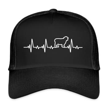 Schafe Herzschlag T-Shirt Schafe - Trucker Cap - Schwarz/Schwarz - Vorne