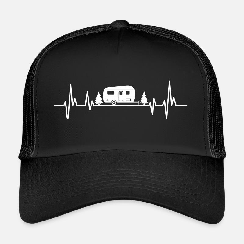 Caravan Heartbeat Camping Caravaning - Trucker Cap - Schwarz/Schwarz