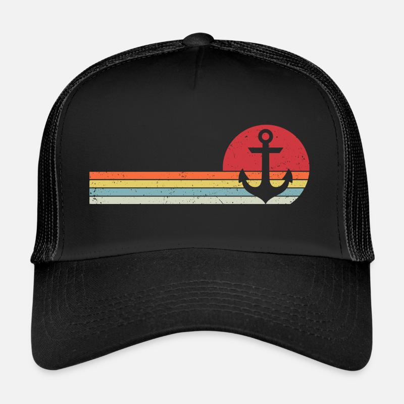 Anker Segler Geschenk vom Bootskapitän - Trucker Cap - Schwarz/Schwarz