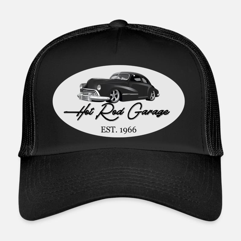 American Hot Rod Garage Oldtimer Geschenk USA - Trucker Cap - Schwarz/Schwarz
