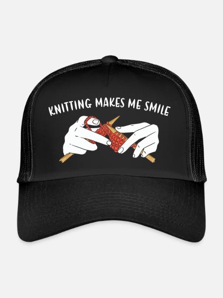 Knitting Makes Me Smile Knitting - Trucker Cap - black/black - Front