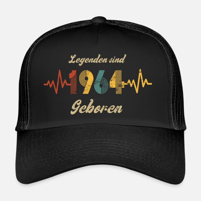 1964 Geburtstag Baujahr Vintage Retro Spruch - Trucker Cap - Schwarz/Schwarz