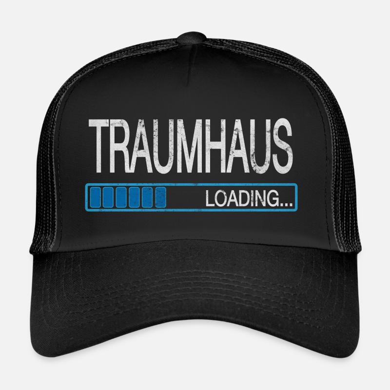 Traumhaus Loading Hausbau Richtfest Traumhaus - Trucker Cap - Schwarz/Schwarz