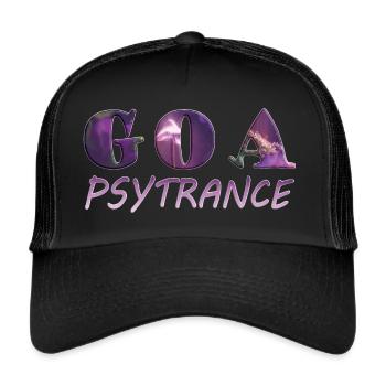 GOA Psytrance Font Design - Musique - Casquette trucker  - noir/noir - Devant
