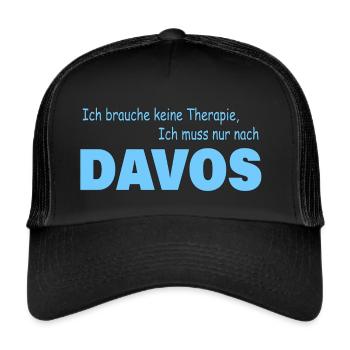 Therapie DAVOS - Trucker Cap - Schwarz/Schwarz - Vorne