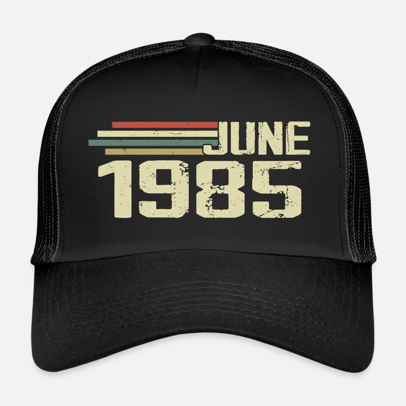 Juni 1985 Jahrestag Juni 1985 Juni 1985 Geburtstag - Trucker Cap - Schwarz/Schwarz