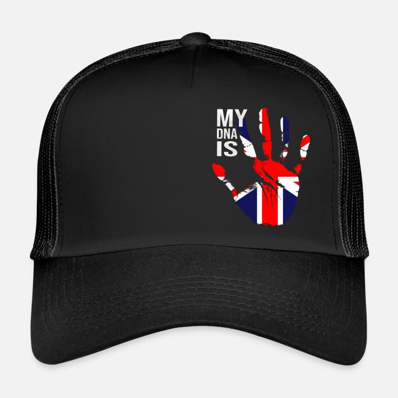 British Flag, My DNA Is British, Union Jack Flag - Trucker Cap - Schwarz/Schwarz