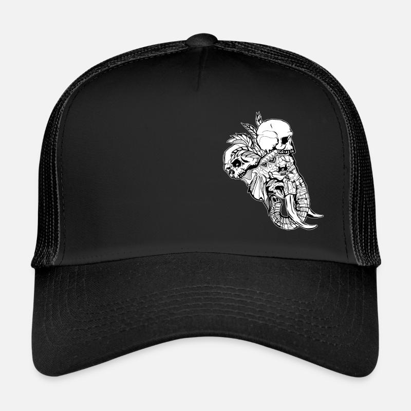Tête d’éléphant // Style indien // Crâne Casquette trucker 