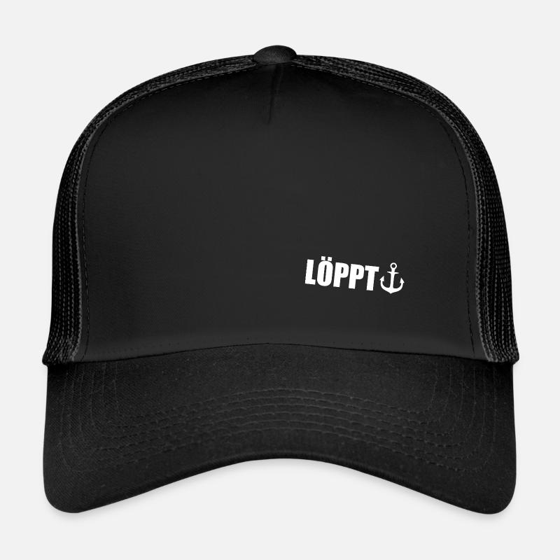 Löppt - mit Anker [white] - Trucker Cap - Schwarz/Schwarz