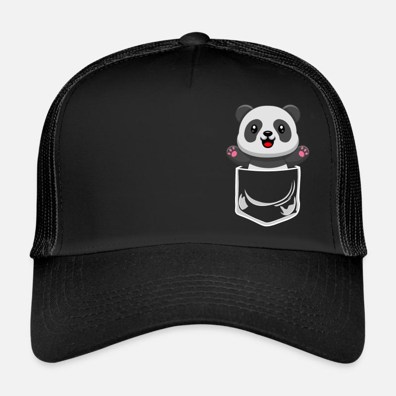 Panda Bär in Brusttasche Hemdtasche Pocket Trucker Cap