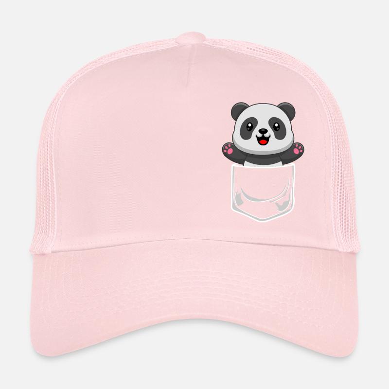 Panda Bär in Brusttasche Hemdtasche Pocket Trucker Cap