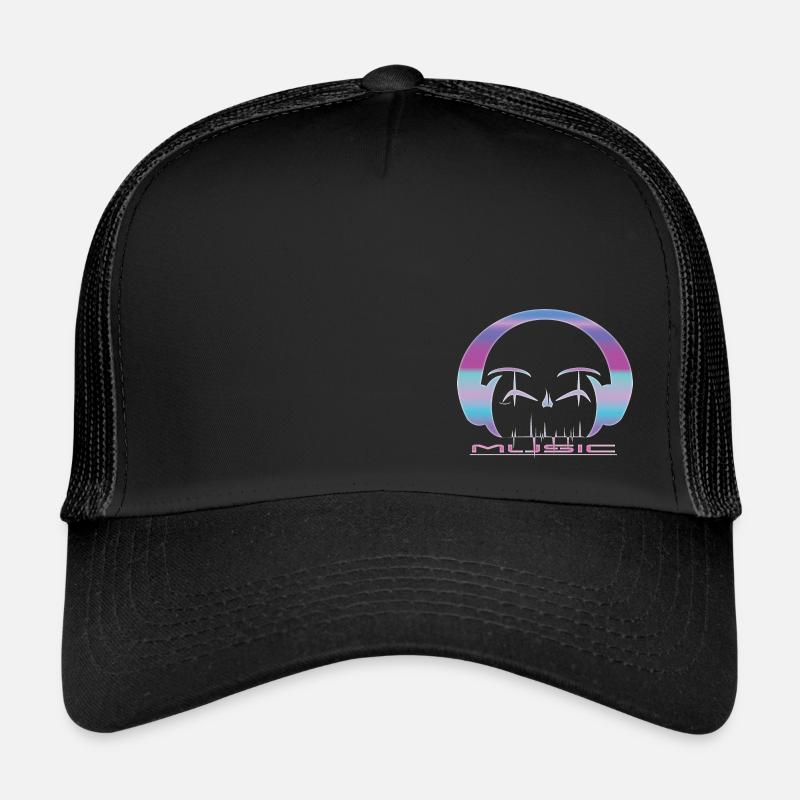 Bunte Musik Kopfhörer - Trucker Cap - Schwarz/Schwarz