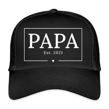 Papa 2021 Werdender Vater Eltern Geschenk - Trucker Cap - Schwarz/Schwarz - Vorne