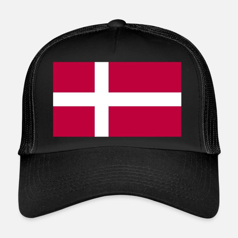 Dänemark Fahne Dänische Flagge Danmark Denmark - Trucker Cap - Schwarz/Schwarz