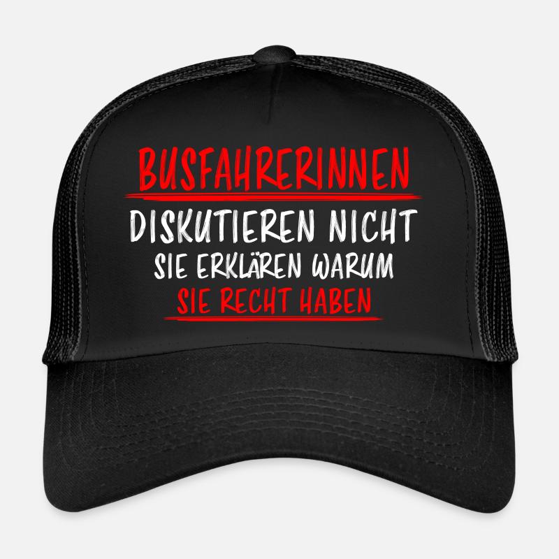 Busfahrerin Lustig Spruch Beruf Linienbus Geschenk - Trucker Cap - Schwarz/Schwarz