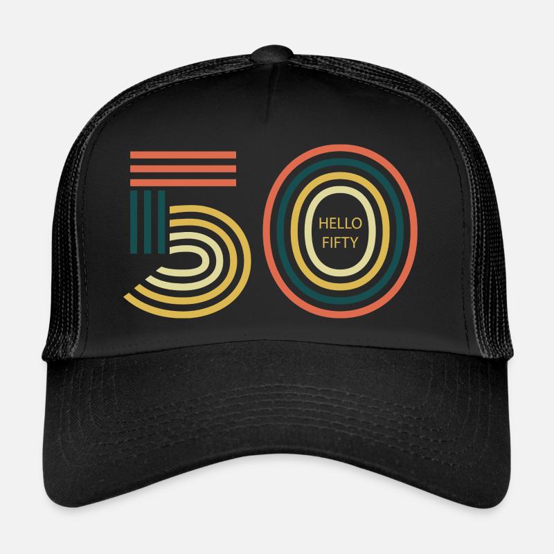 hello 50. 50th birthday - Trucker Cap - black/black