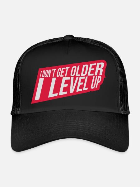 get older level up - Trucker Cap - black/black - Front
