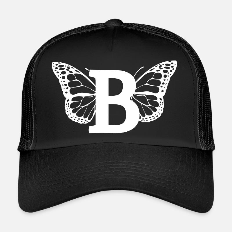letter B butterfly Trucker Cap