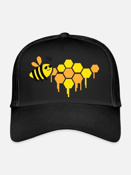 abeille en nid d’abeille - Casquette trucker  - noir/noir - Devant