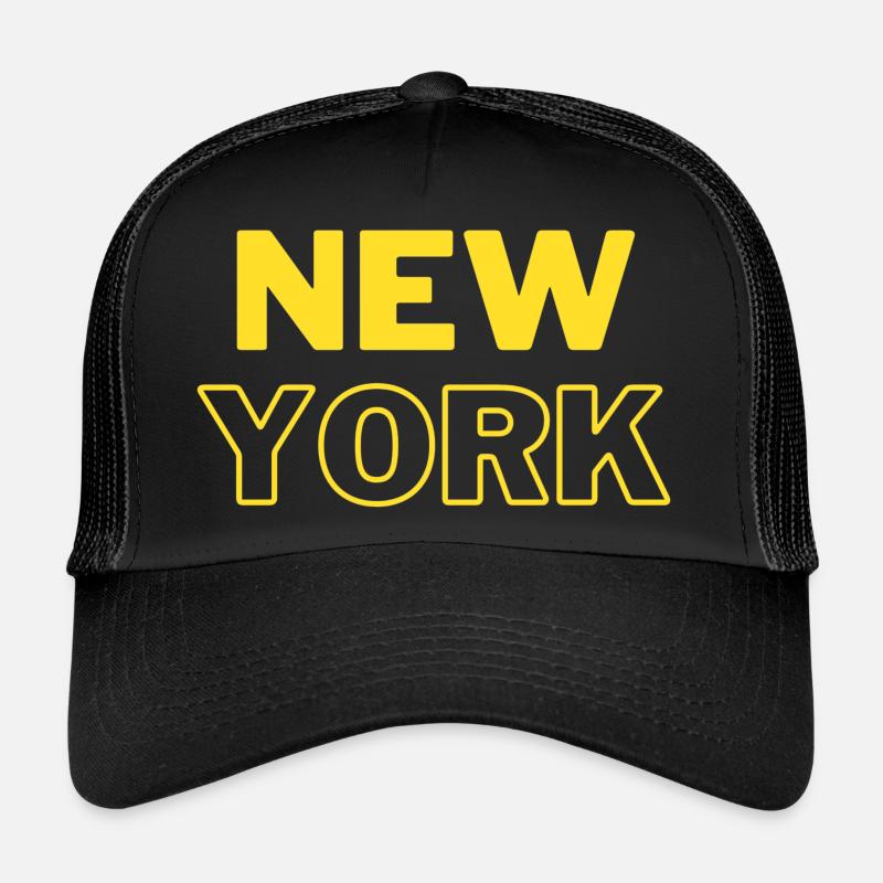 New York – Conception de lettrage jaune audacieuse - Casquette trucker  - noir/noir