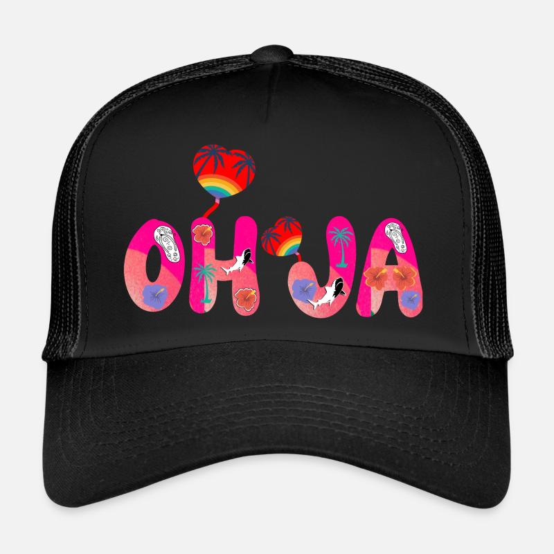 Oh Yes Text Preppy Pink Trucker Cap