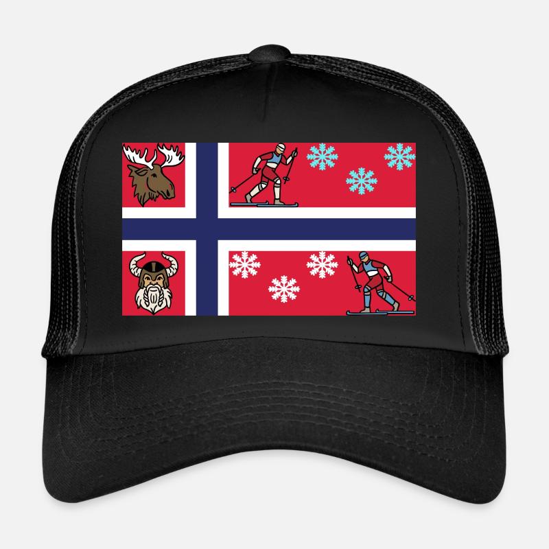 Norwegenflagge - Trucker Cap - Schwarz/Schwarz