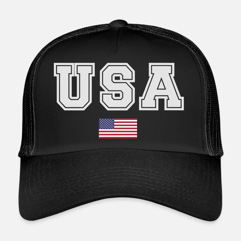 ÉQUIPE Bannière du drapeau américain des États-Unis en cours d’écriture Casquette trucker 