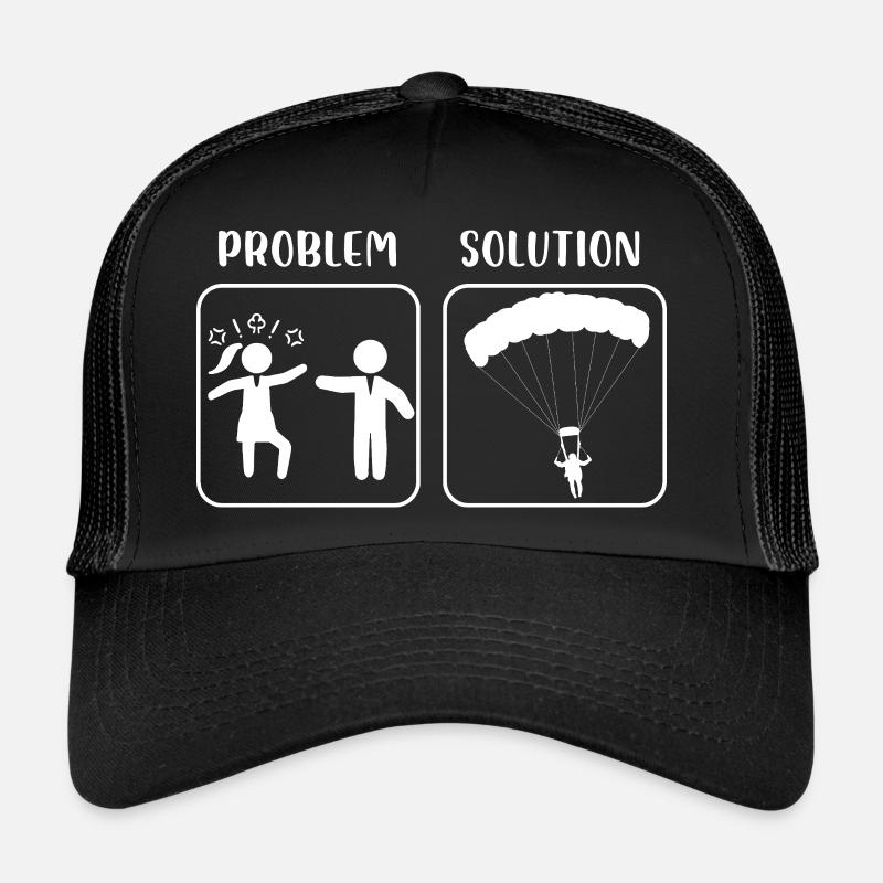 Problème Solution Épouse Mari Parachute Parachutisme - Casquette trucker  - noir/noir