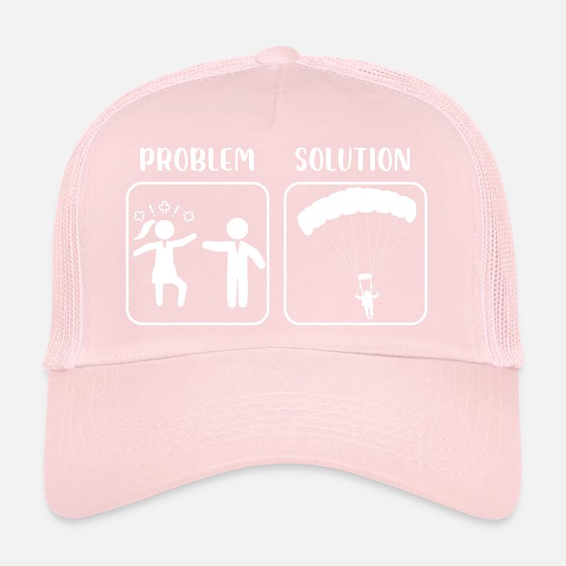 Problem Solution Wife Husband Parachute Skydiving Trucker Cap