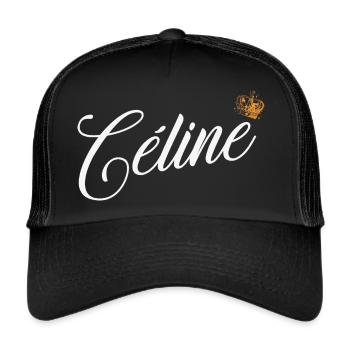 Celine Nom personnalisé pour Femmes, Enfants, Bambins - - Casquette trucker  - noir/noir - Devant