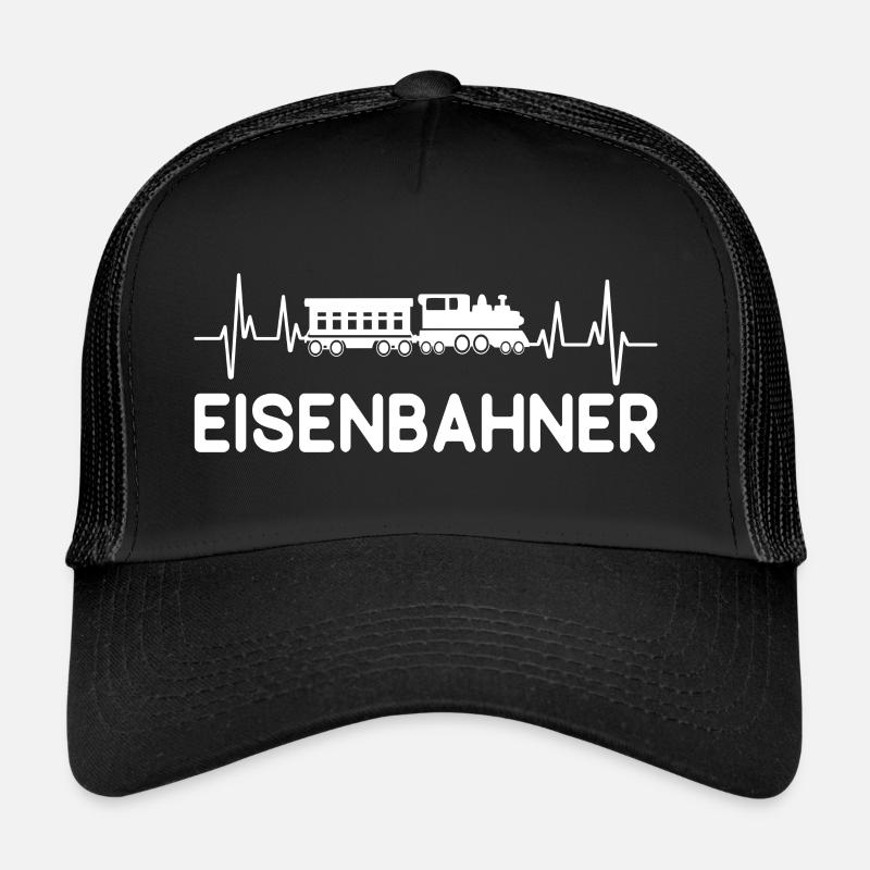 Eisenbahner Eisenbahn Beruf Zug Bahn Herzschlag - Trucker Cap - Schwarz/Schwarz