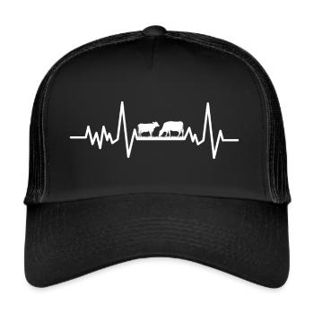 Kühe Herzschlag Design Kuh Kühe - Trucker Cap - Schwarz/Schwarz - Vorne