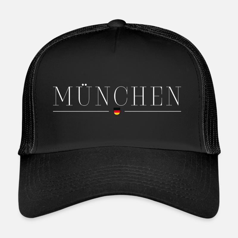 München, Deutschland Stil Design T-Shirt - Trucker Cap - Schwarz/Schwarz