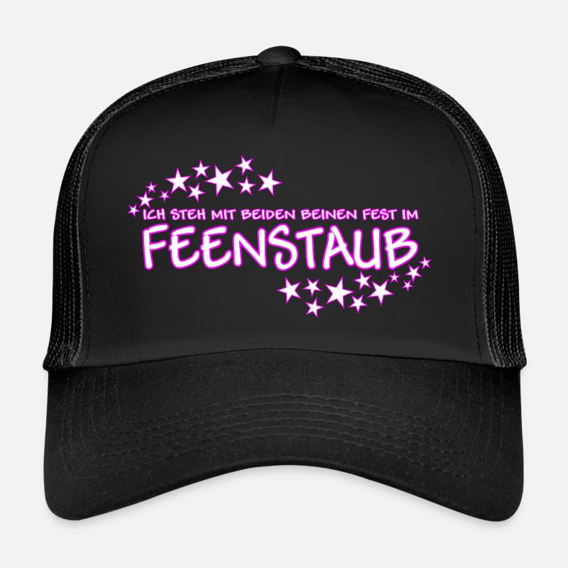Spruch mit Feenstaub - Trucker Cap - Schwarz/Schwarz