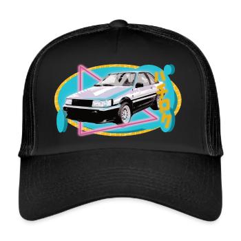 Hachiriku – AE86 Japanese vehicle in 80s style - Trucker Cap - black/black - Front