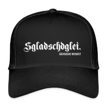 Es Klatscht gleich Sächsisch Ossi DDR Geschenk Ost - Trucker Cap - Schwarz/Schwarz - Vorne