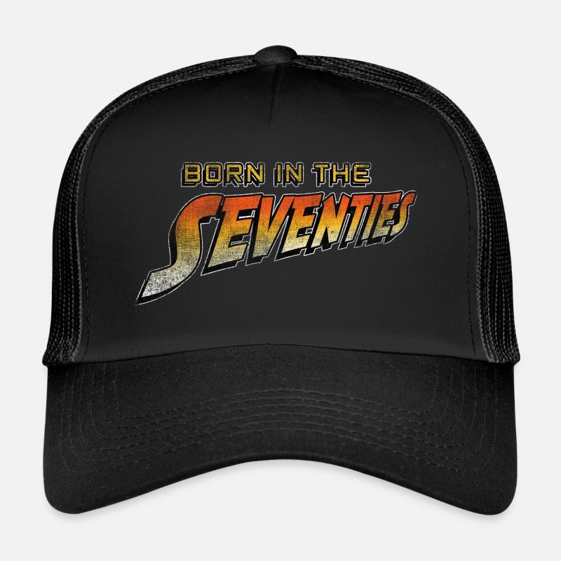Geboren in den Siebzigern Nerd Retro 70s Kult Spaß - Trucker Cap - Schwarz/Schwarz