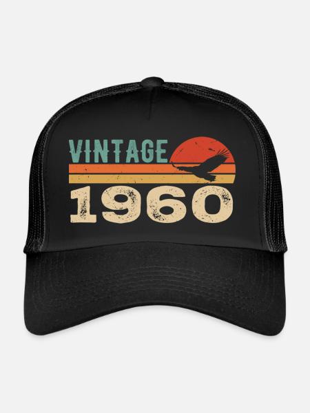Vintage 1960 Cadeau D'anniversaire 1960 Retro 1960 - Casquette trucker  - noir/noir - Devant