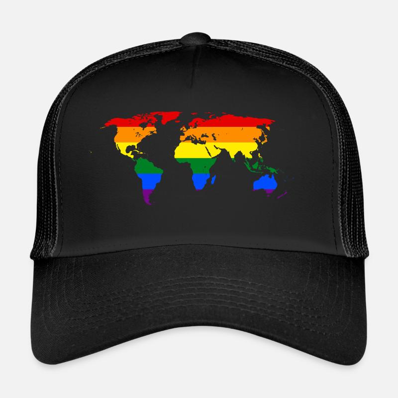 Rainbow World Map Trucker Cap