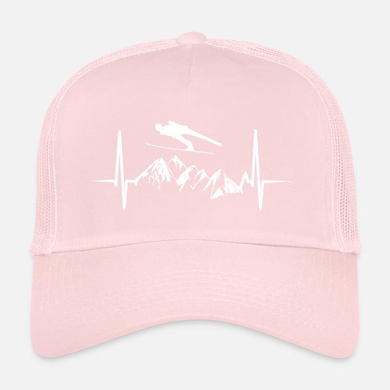 Ski jumper ski jumping EKG heartbeat Trucker Cap