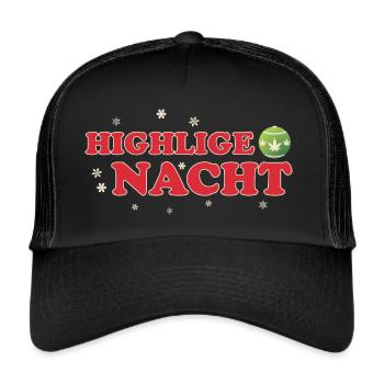 Highligige Nacht Ugly Christmas Humor - Trucker Cap - Schwarz/Schwarz - Vorne