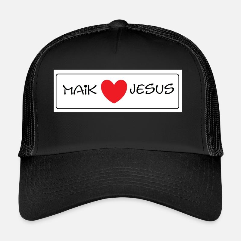 Maik liebt Jesus - Trucker Cap - Schwarz/Schwarz